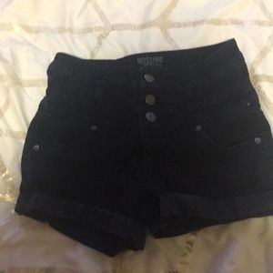 Black denim shorts